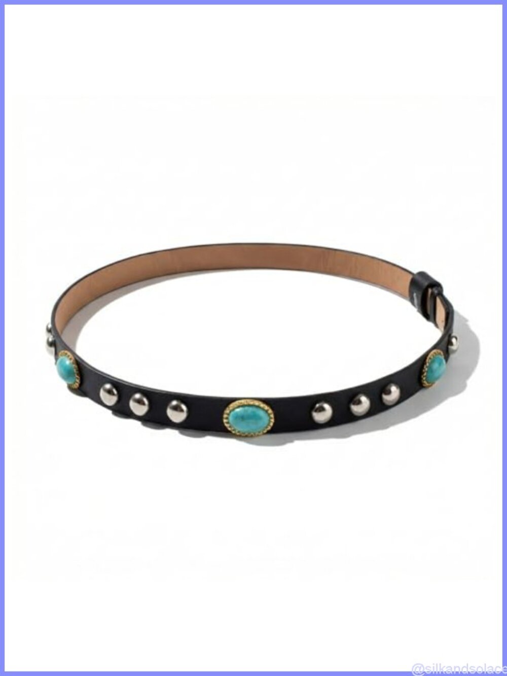 Faux Leather Cowboy Hat Band Adjustable Western Turquoise Beaded